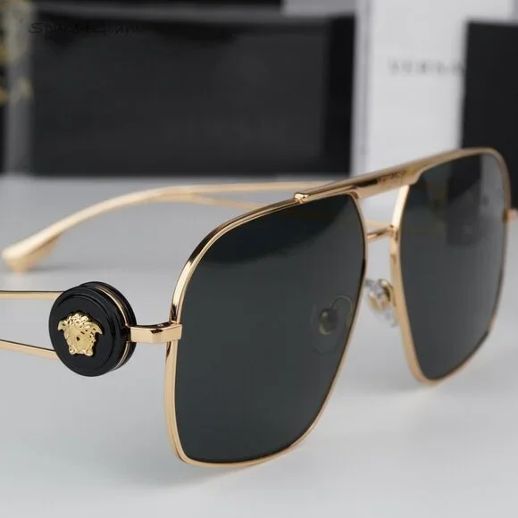 BRAND NEW Versace VE2269 100287 Gold Dark Grey Pilot Unisex  display picture 1